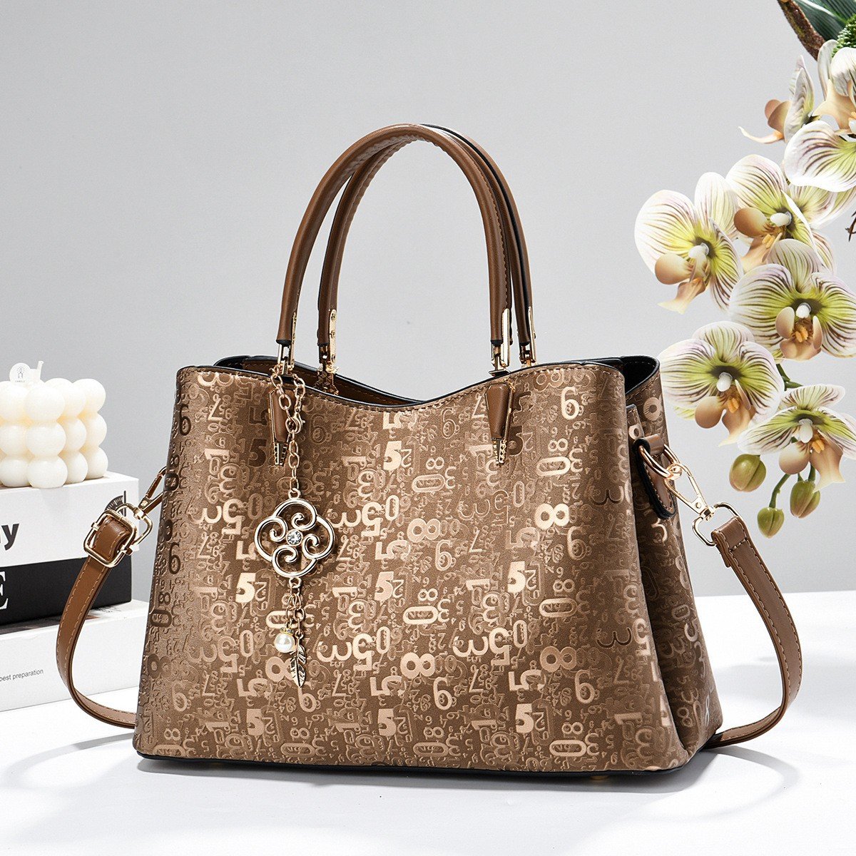 Premium Embossed Number Pattern Shoulder Bag & Handbag for Women Prime 109 - Image 5