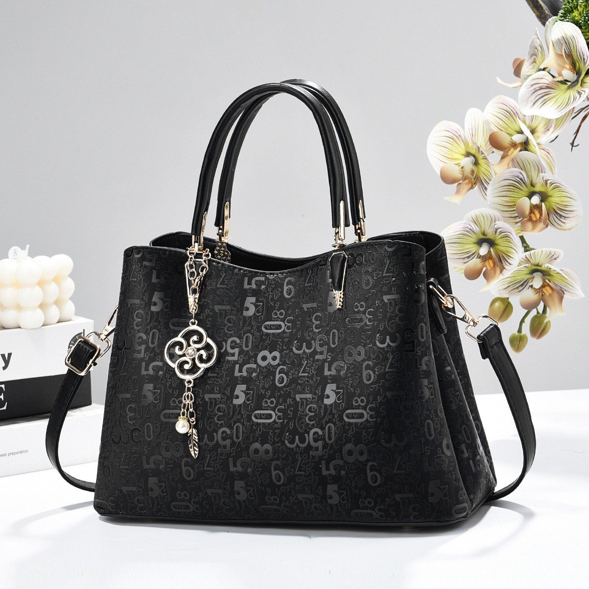 Premium Embossed Number Pattern Shoulder Bag & Handbag for Women Prime 109 - Image 4