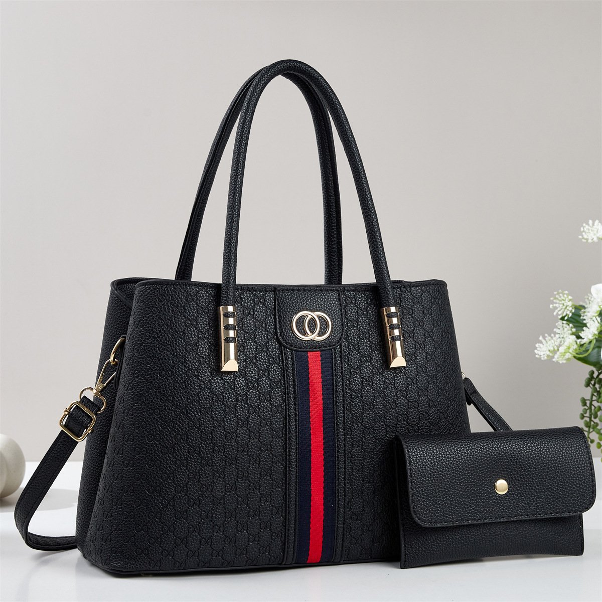 Luxury Embossed Monogram Women's Handbag & Matching Wallet Set Prime 110 - Image 4