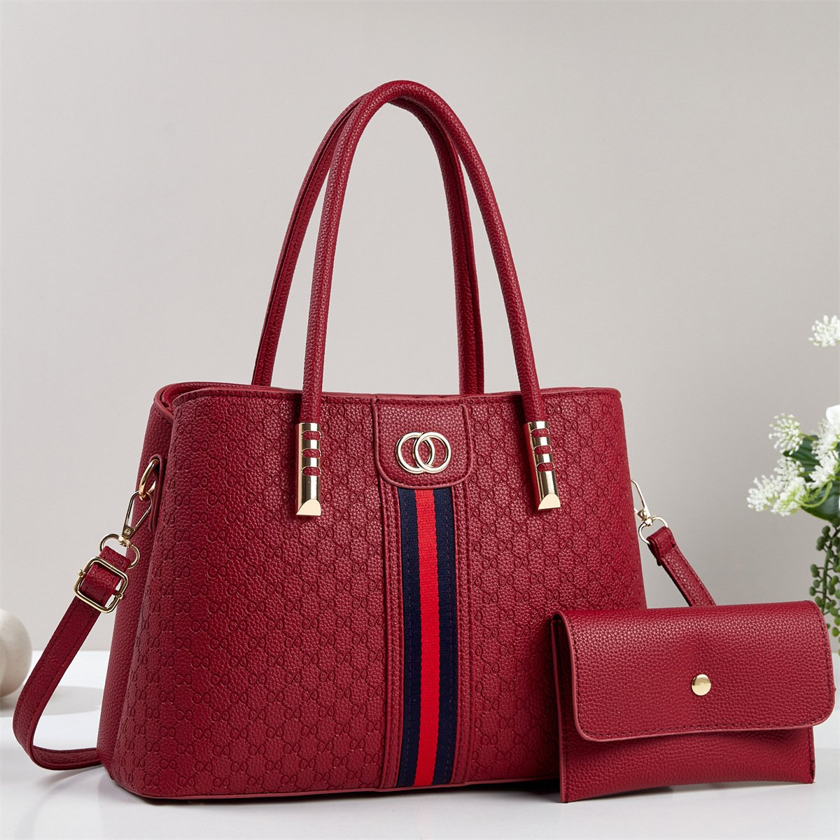 Luxury Embossed Monogram Women's Handbag & Matching Wallet Set Prime 110 - Image 8