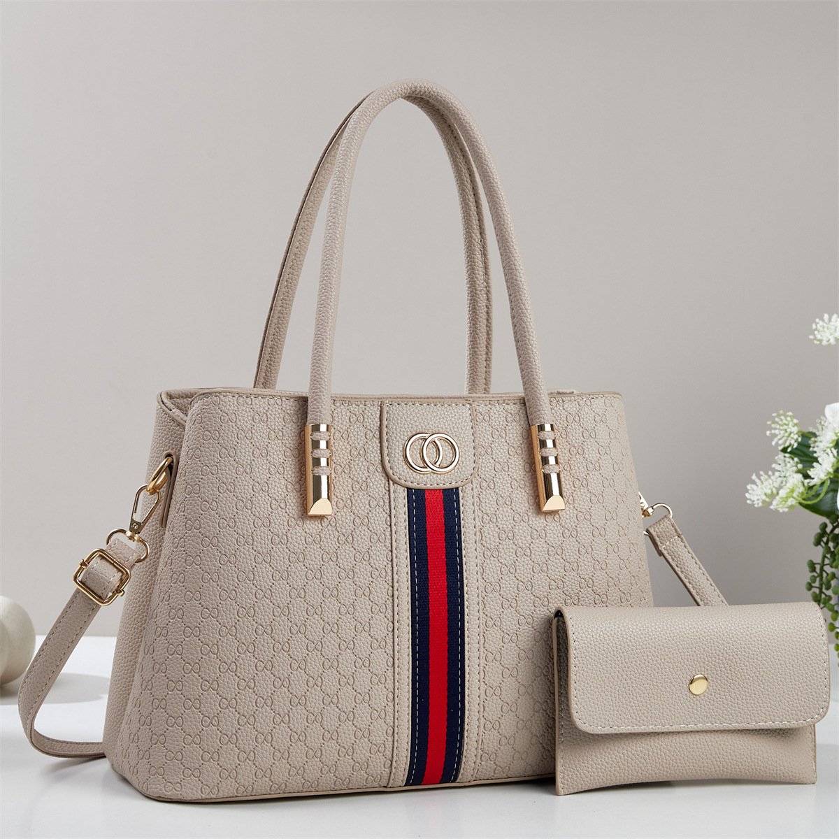 Luxury Embossed Monogram Women's Handbag & Matching Wallet Set Prime 110 - Image 5