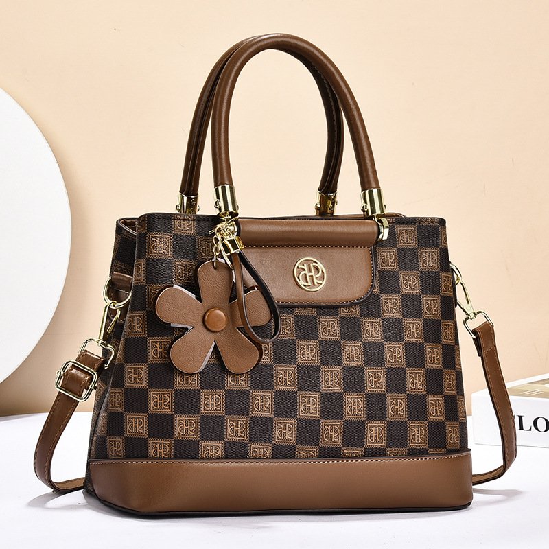 Classic Checkerboard Monogram Women's Handbag with Flower Charm Prime 115 - Image 2