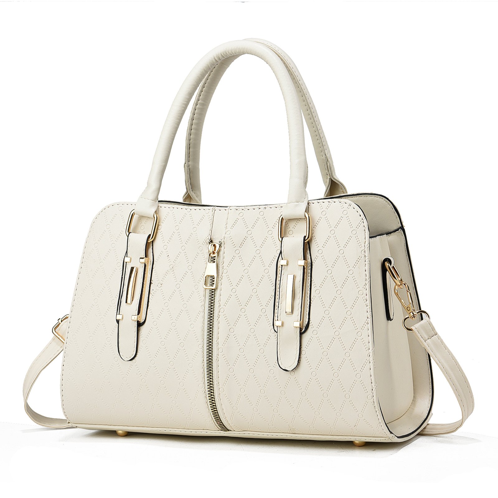 Women’s Color-Block Embossed Geometric Top-Handle Tote & Crossbody Bag Prime 162 - Image 5