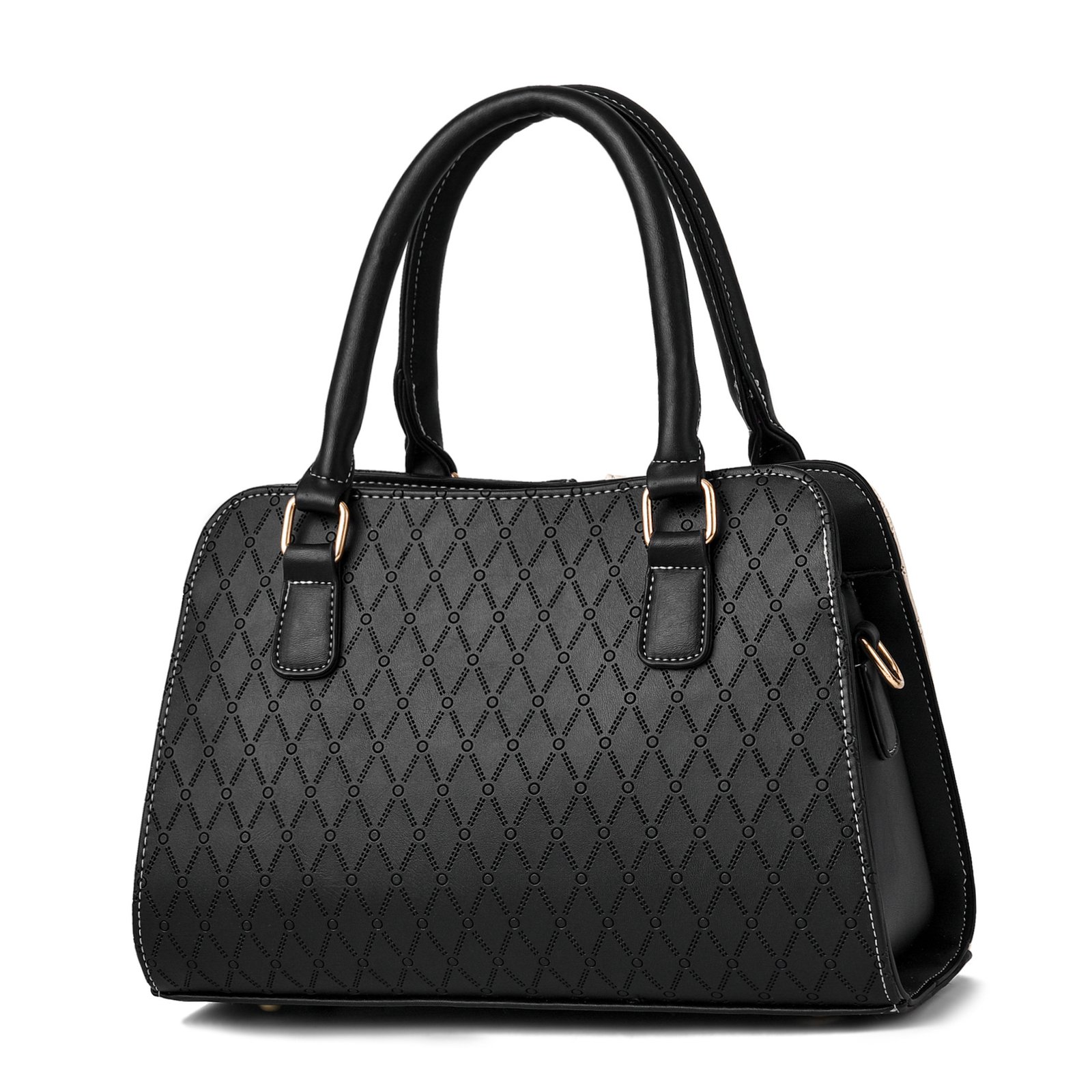 Women’s Color-Block Embossed Geometric Top-Handle Tote & Crossbody Bag Prime 162 - Image 4