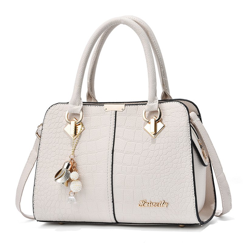 Women’s Croc-Embossed Top-Handle Tote & Crossbody Bag with Floral Charm Prime 163 - Image 3